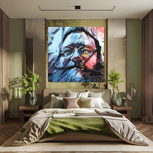 Tablou Canvas Premium LuxCanva® C1052, Abstract Old Man's Face , Culori, Gold, Face, Living Room, Office, Relaxare, Culori Vibrante