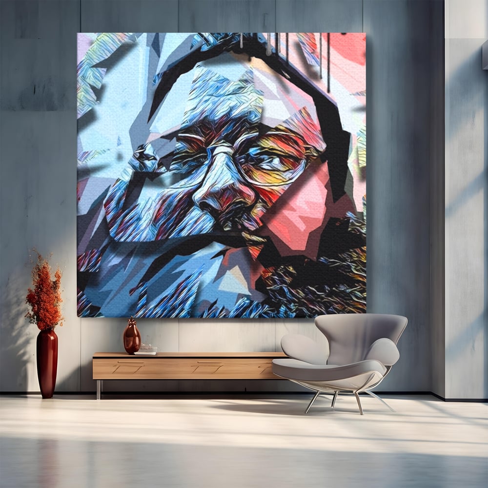 Tablou Canvas Premium LuxCanva® C1052, Abstract Old Man's Face , Culori, Gold, Face, Living Room, Office, Relaxare, Culori Vibrante
