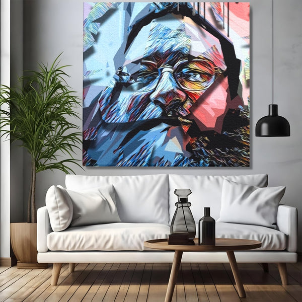 Tablou Canvas Premium LuxCanva® C1052, Abstract Old Man's Face , Culori, Gold, Face, Living Room, Office, Relaxare, Culori Vibrante