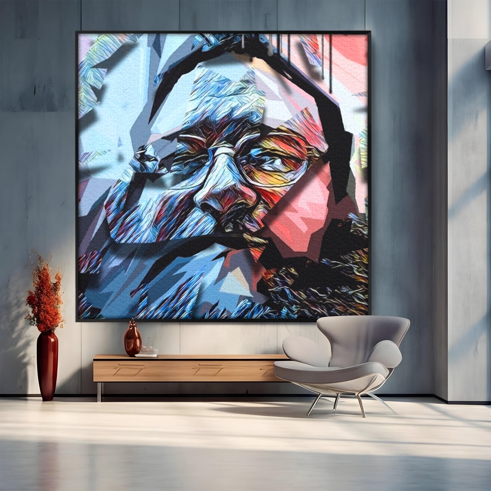 Tablou Canvas Premium LuxCanva® C1052, Abstract Old Man's Face , Culori, Gold, Face, Living Room, Office, Relaxare, Culori Vibrante