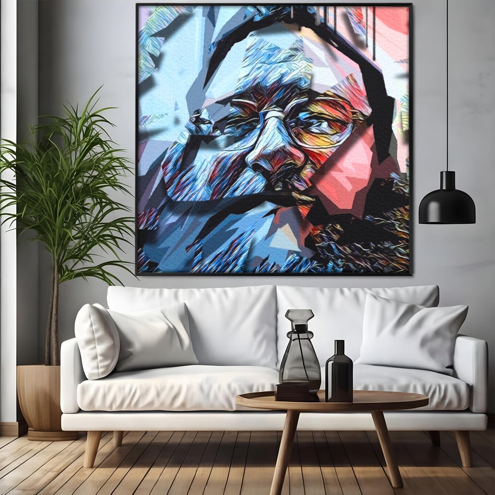 Tablou Canvas Premium LuxCanva® C1052, Abstract Old Man's Face , Culori, Gold, Face, Living Room, Office, Relaxare, Culori Vibrante