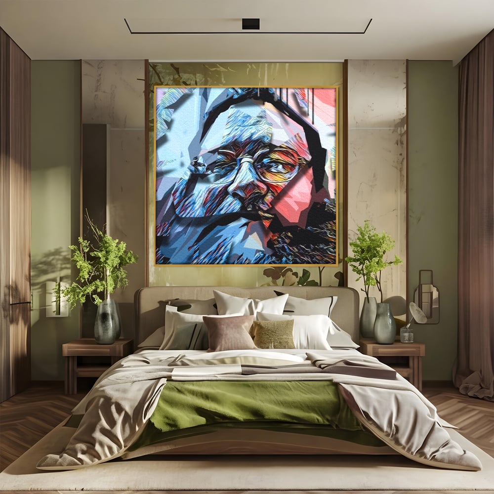 Tablou Canvas Premium LuxCanva® C1052, Abstract Old Man's Face , Culori, Gold, Face, Living Room, Office, Relaxare, Culori Vibrante