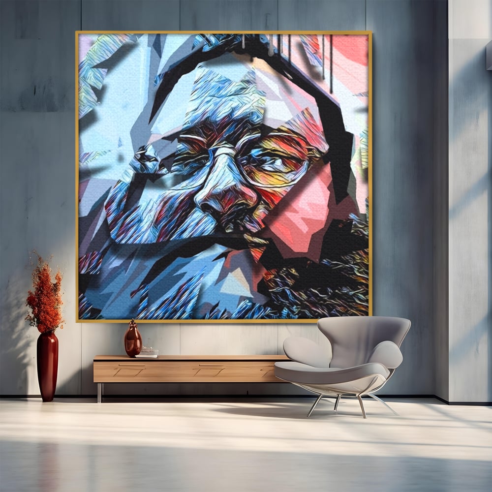 Tablou Canvas Premium LuxCanva® C1052, Abstract Old Man's Face , Culori, Gold, Face, Living Room, Office, Relaxare, Culori Vibrante