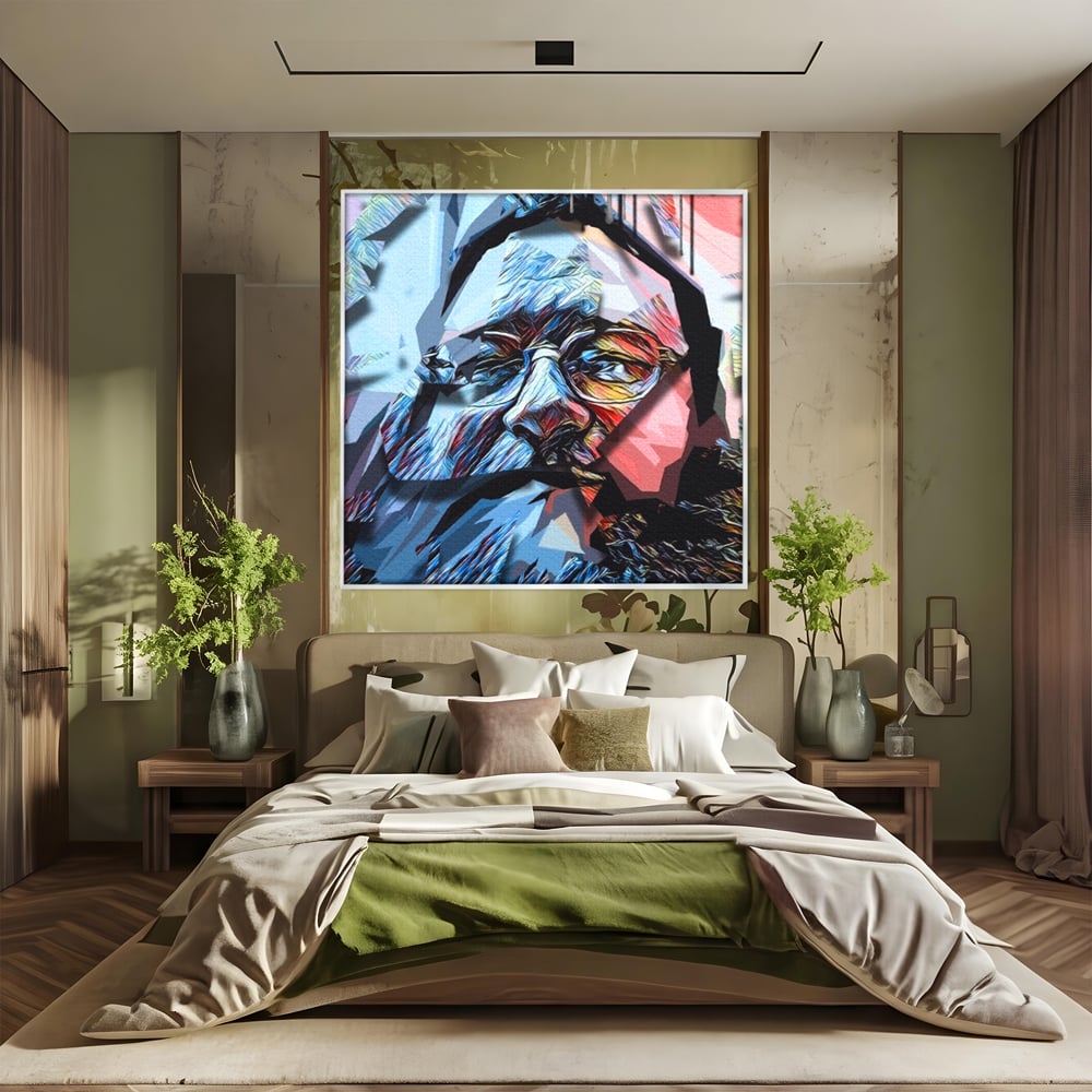Tablou Canvas Premium LuxCanva® C1052, Abstract Old Man's Face , Culori, Gold, Face, Living Room, Office, Relaxare, Culori Vibrante