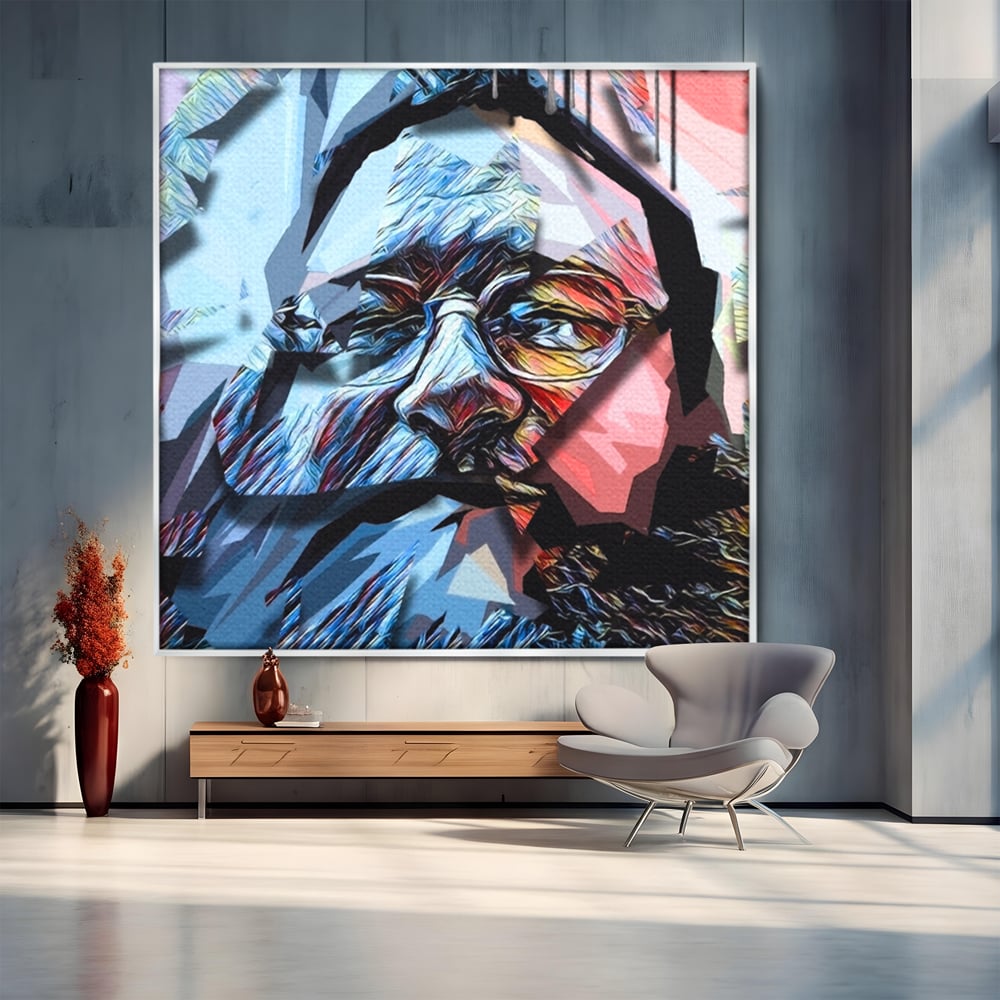 Tablou Canvas Premium LuxCanva® C1052, Abstract Old Man's Face , Culori, Gold, Face, Living Room, Office, Relaxare, Culori Vibrante