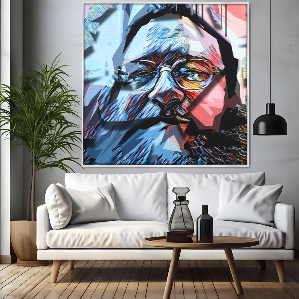 Tablou Canvas Premium LuxCanva® C1052, Abstract Old Man's Face , Culori, Gold, Face, Living Room, Office, Relaxare, Culori Vibrante