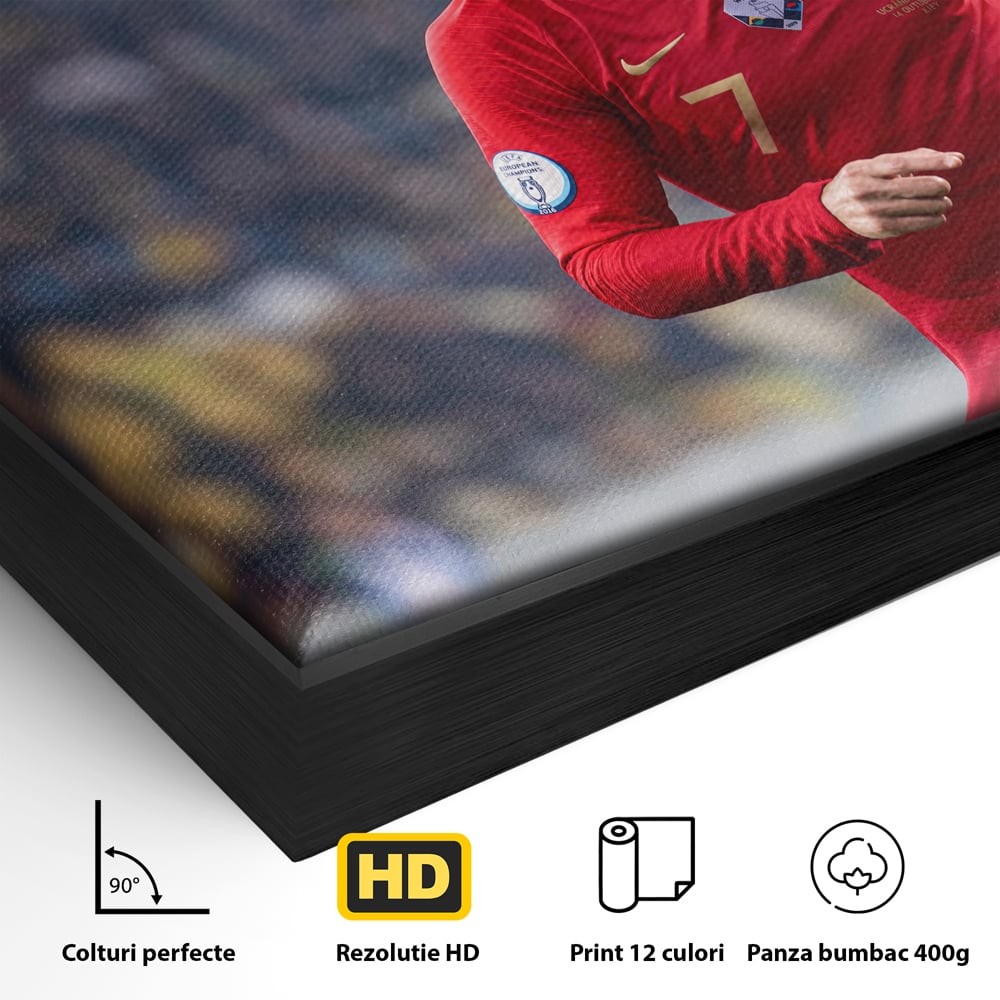 Tablou Canvas Premium LuxCanva® C1053, Cristiano Ronaldo , Culori, Capitan, Portugalia, The Best Ever, Camera Copilului, Gaming Room, Relaxare, Culori Vibrante