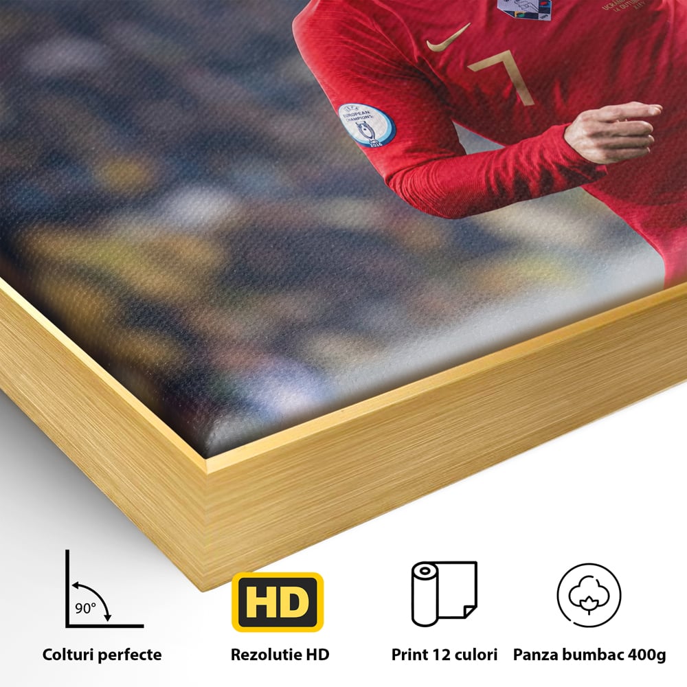 Tablou Canvas Premium LuxCanva® C1053, Cristiano Ronaldo , Culori, Capitan, Portugalia, The Best Ever, Camera Copilului, Gaming Room, Relaxare, Culori Vibrante