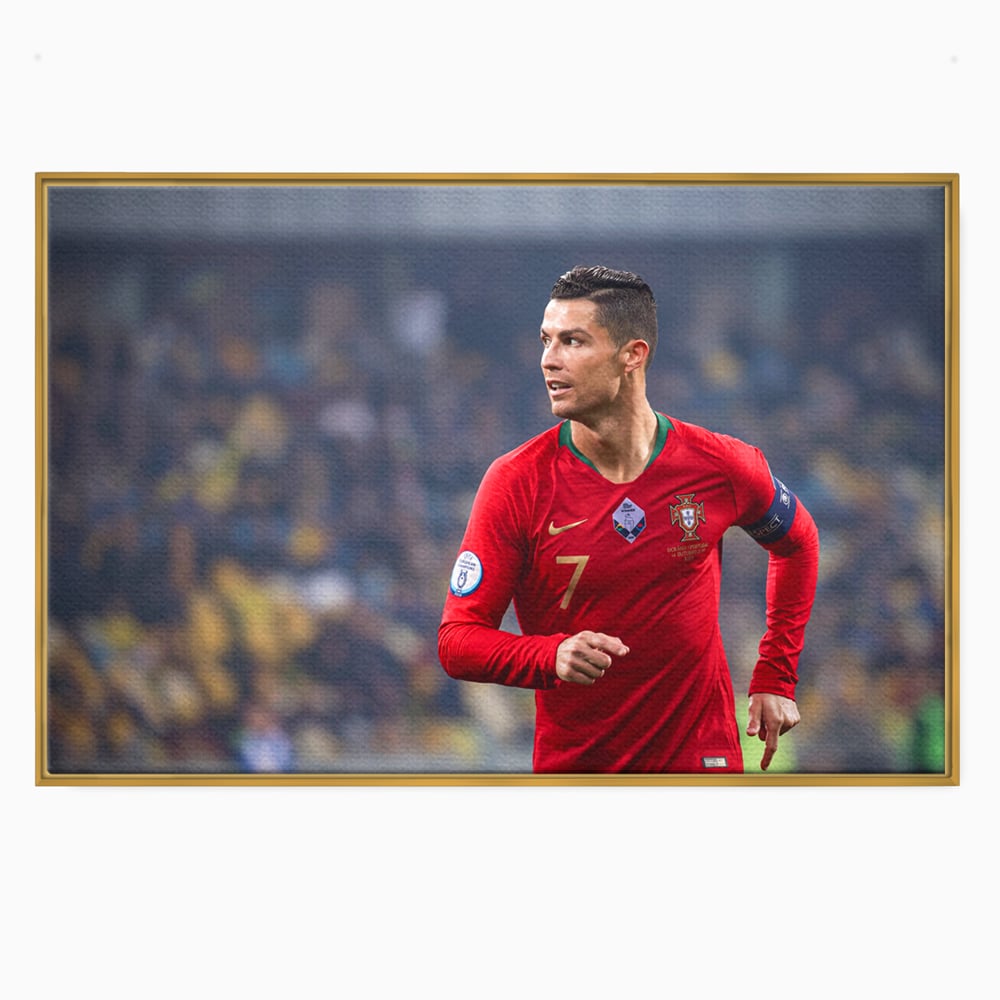 Tablou Canvas Premium LuxCanva® C1053, Cristiano Ronaldo , Culori, Capitan, Portugalia, The Best Ever, Camera Copilului, Gaming Room, Relaxare, Culori Vibrante