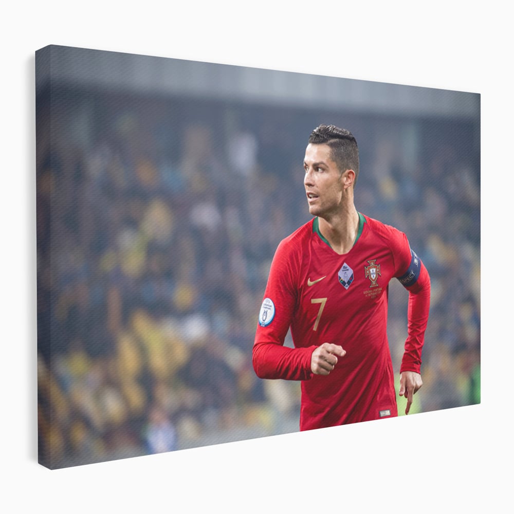 Tablou Canvas Premium LuxCanva® C1053, Cristiano Ronaldo , Culori, Capitan, Portugalia, The Best Ever, Camera Copilului, Gaming Room, Relaxare, Culori Vibrante
