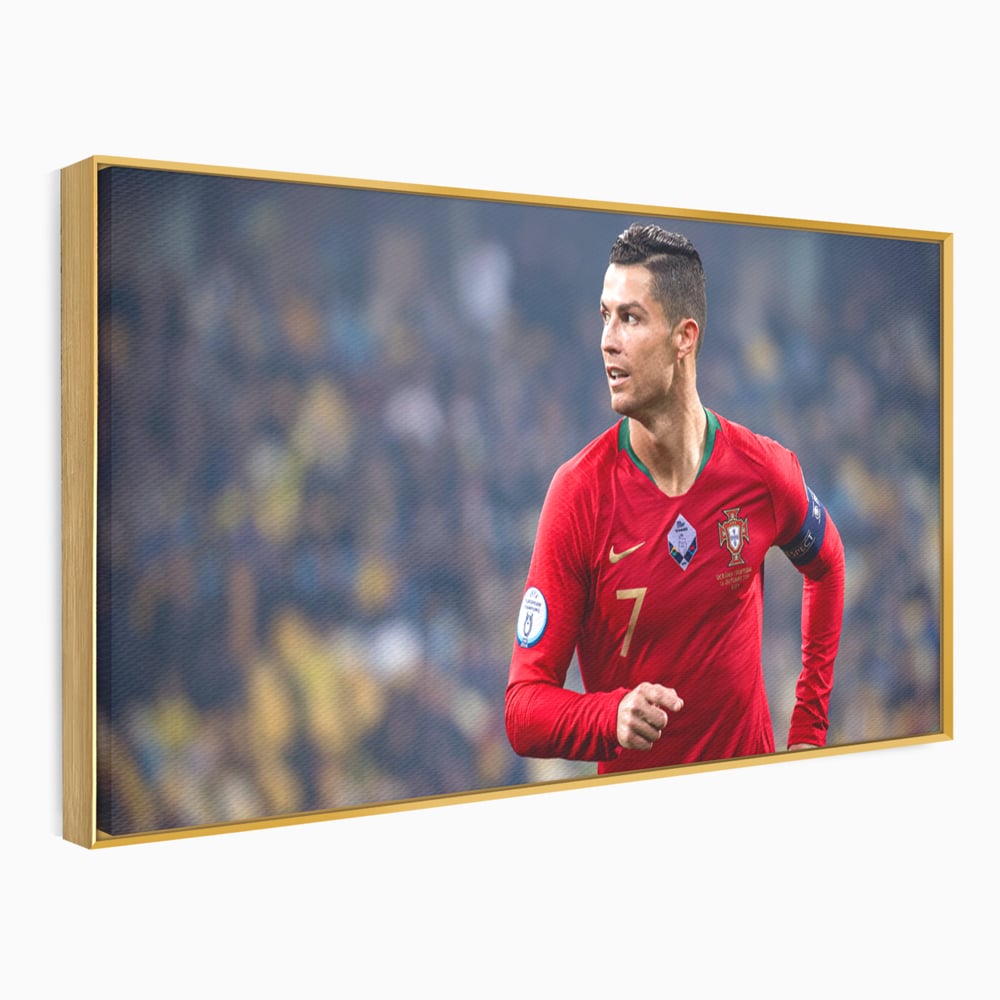 Tablou Canvas Premium LuxCanva® C1053, Cristiano Ronaldo , Culori, Capitan, Portugalia, The Best Ever, Camera Copilului, Gaming Room, Relaxare, Culori Vibrante