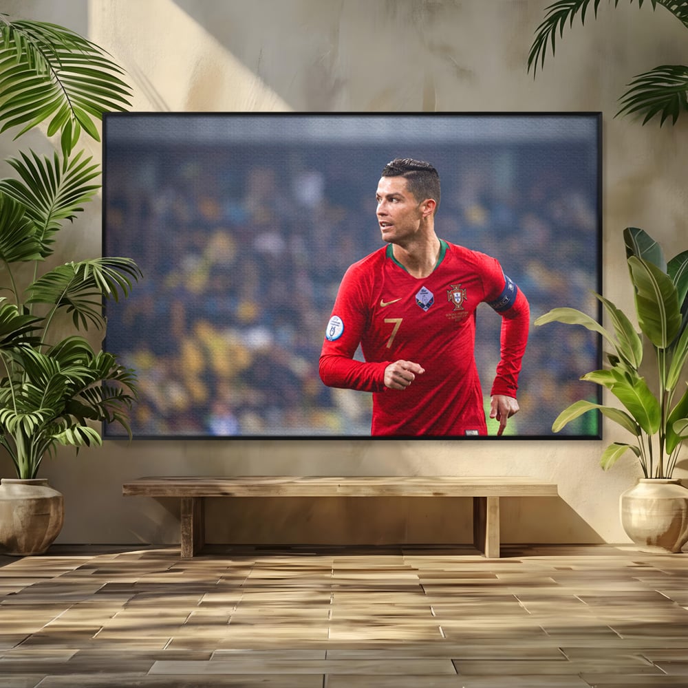 Tablou Canvas Premium LuxCanva® C1053, Cristiano Ronaldo , Culori, Capitan, Portugalia, The Best Ever, Camera Copilului, Gaming Room, Relaxare, Culori Vibrante