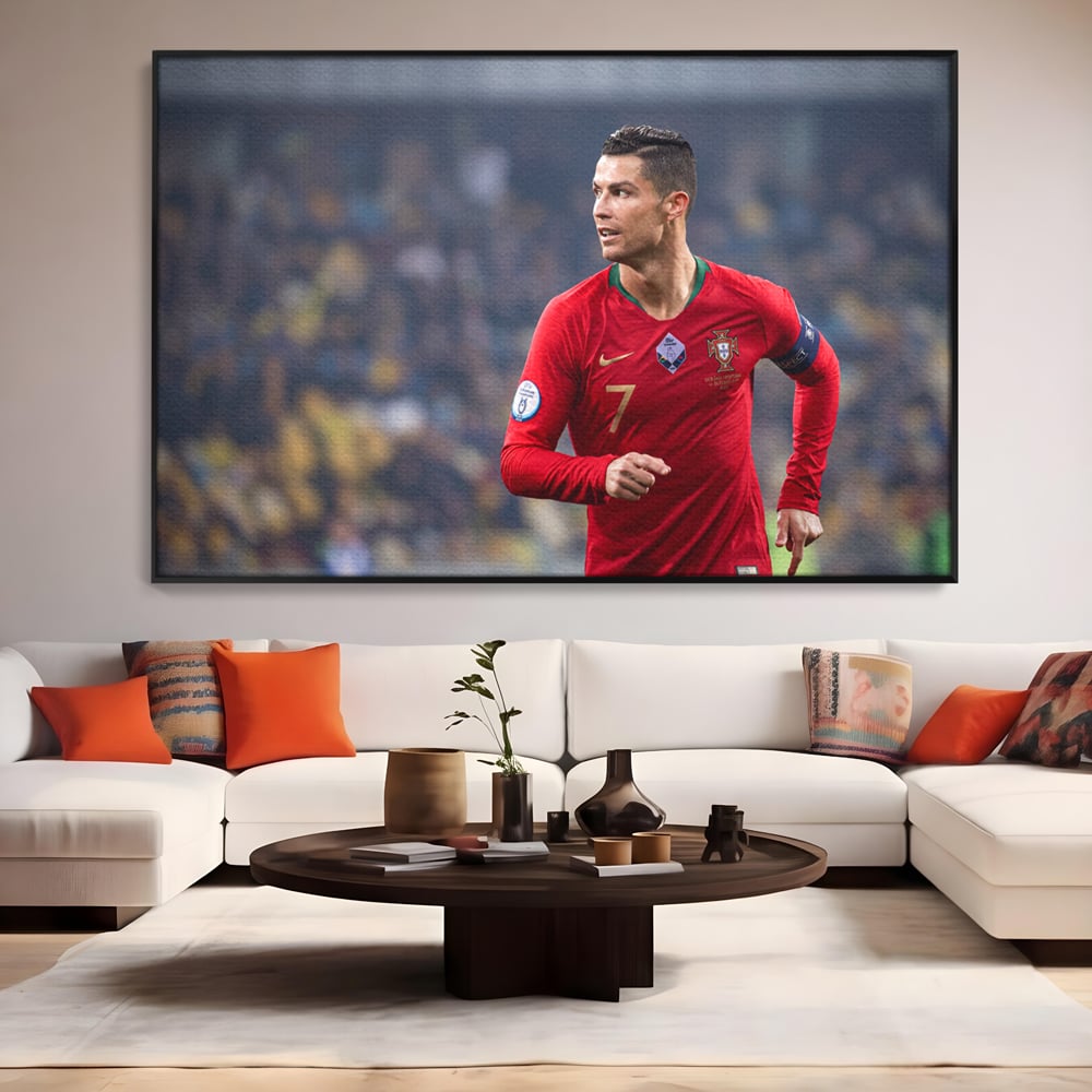 Tablou Canvas Premium LuxCanva® C1053, Cristiano Ronaldo , Culori, Capitan, Portugalia, The Best Ever, Camera Copilului, Gaming Room, Relaxare, Culori Vibrante