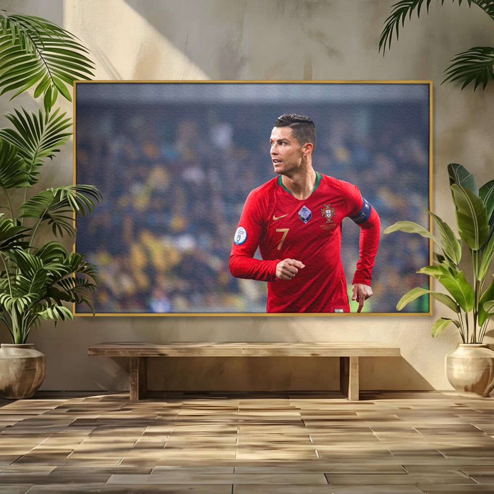 Tablou Canvas Premium LuxCanva® C1053, Cristiano Ronaldo , Culori, Capitan, Portugalia, The Best Ever, Camera Copilului, Gaming Room, Relaxare, Culori Vibrante