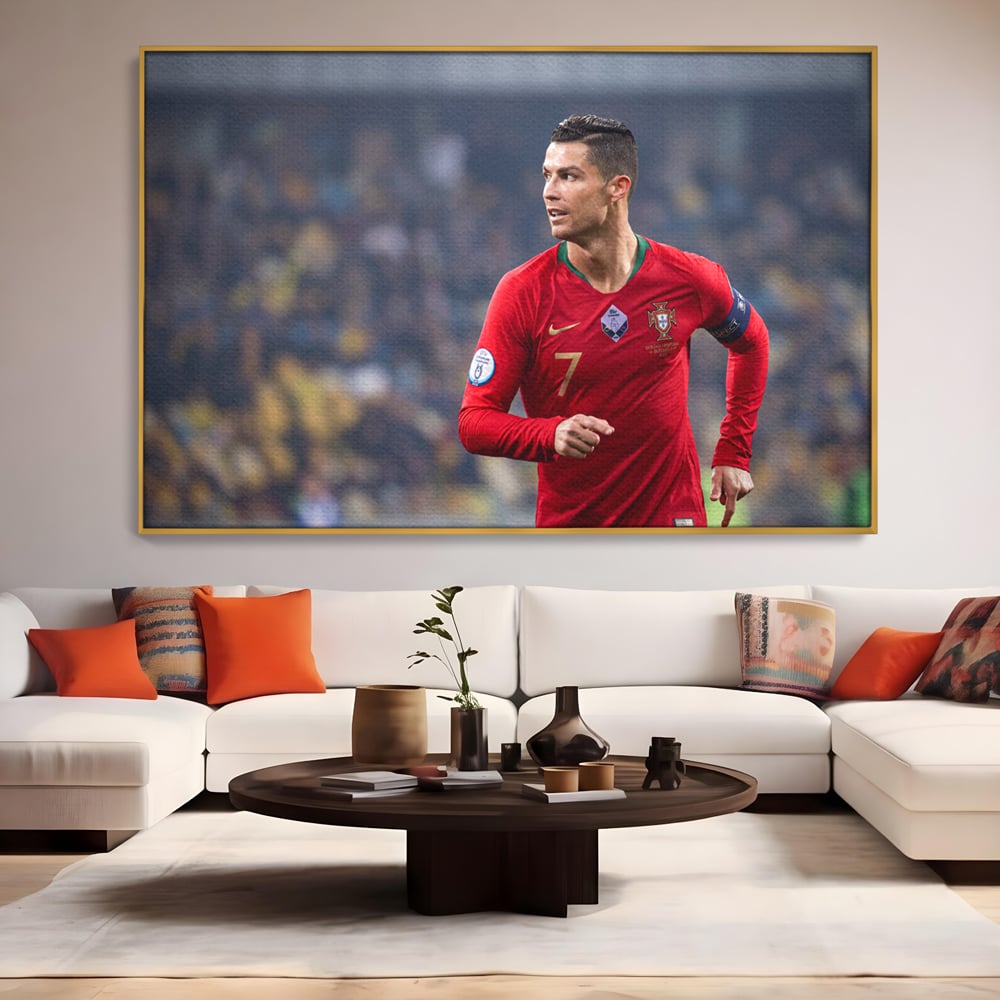 Tablou Canvas Premium LuxCanva® C1053, Cristiano Ronaldo , Culori, Capitan, Portugalia, The Best Ever, Camera Copilului, Gaming Room, Relaxare, Culori Vibrante