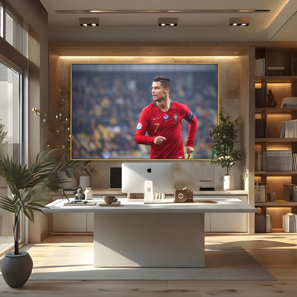 Tablou Canvas Premium LuxCanva® C1053, Cristiano Ronaldo , Culori, Capitan, Portugalia, The Best Ever, Camera Copilului, Gaming Room, Relaxare, Culori Vibrante