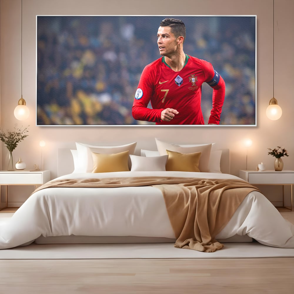 Tablou Canvas Premium LuxCanva® C1053, Cristiano Ronaldo , Culori, Capitan, Portugalia, The Best Ever, Camera Copilului, Gaming Room, Relaxare, Culori Vibrante