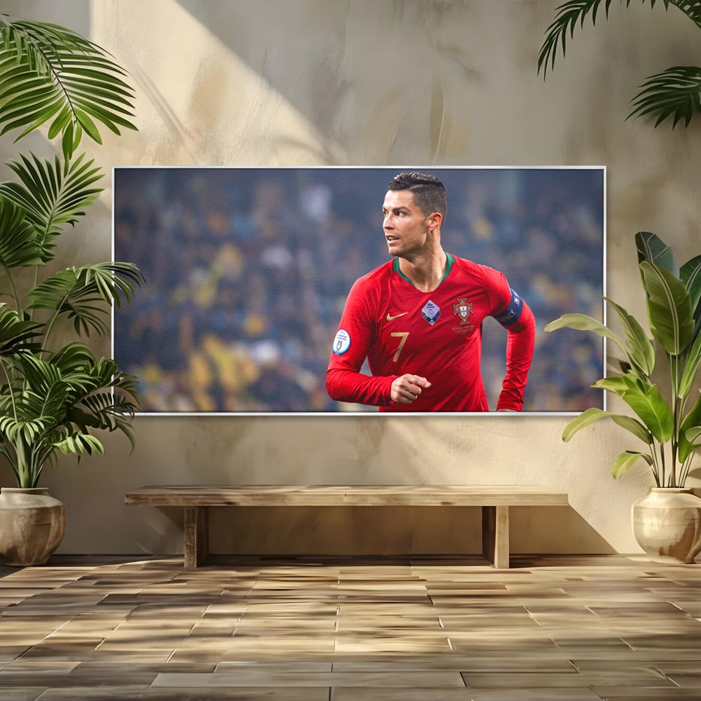 Tablou Canvas Premium LuxCanva® C1053, Cristiano Ronaldo , Culori, Capitan, Portugalia, The Best Ever, Camera Copilului, Gaming Room, Relaxare, Culori Vibrante