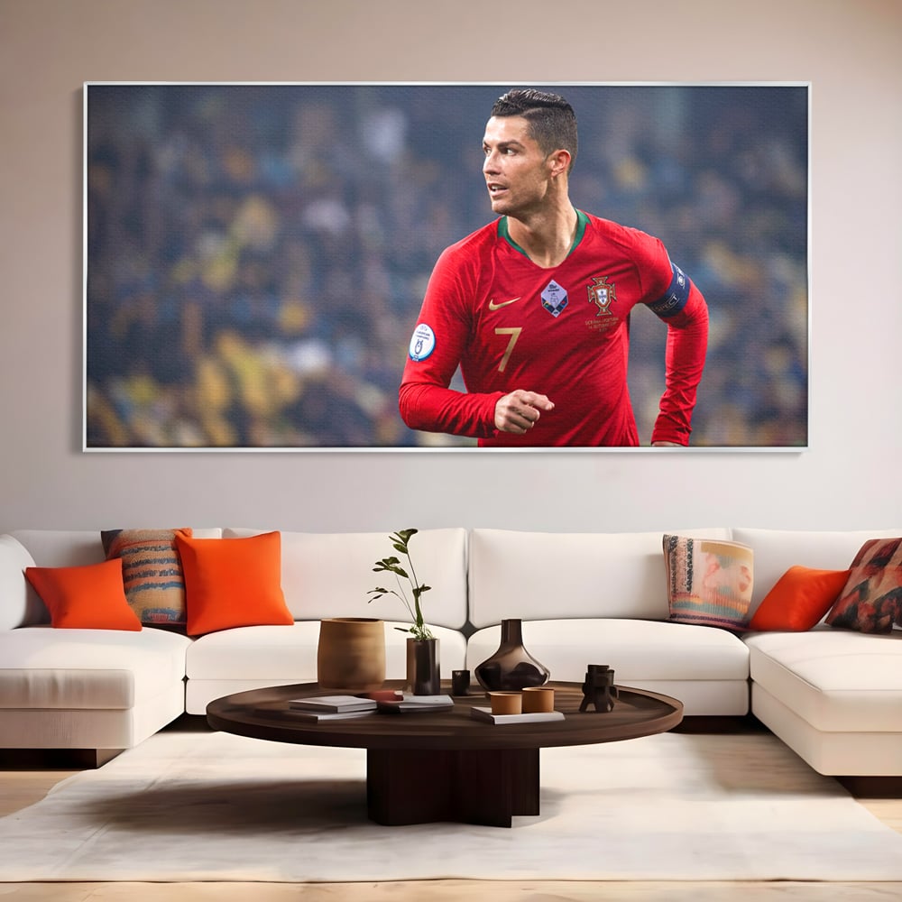 Tablou Canvas Premium LuxCanva® C1053, Cristiano Ronaldo , Culori, Capitan, Portugalia, The Best Ever, Camera Copilului, Gaming Room, Relaxare, Culori Vibrante