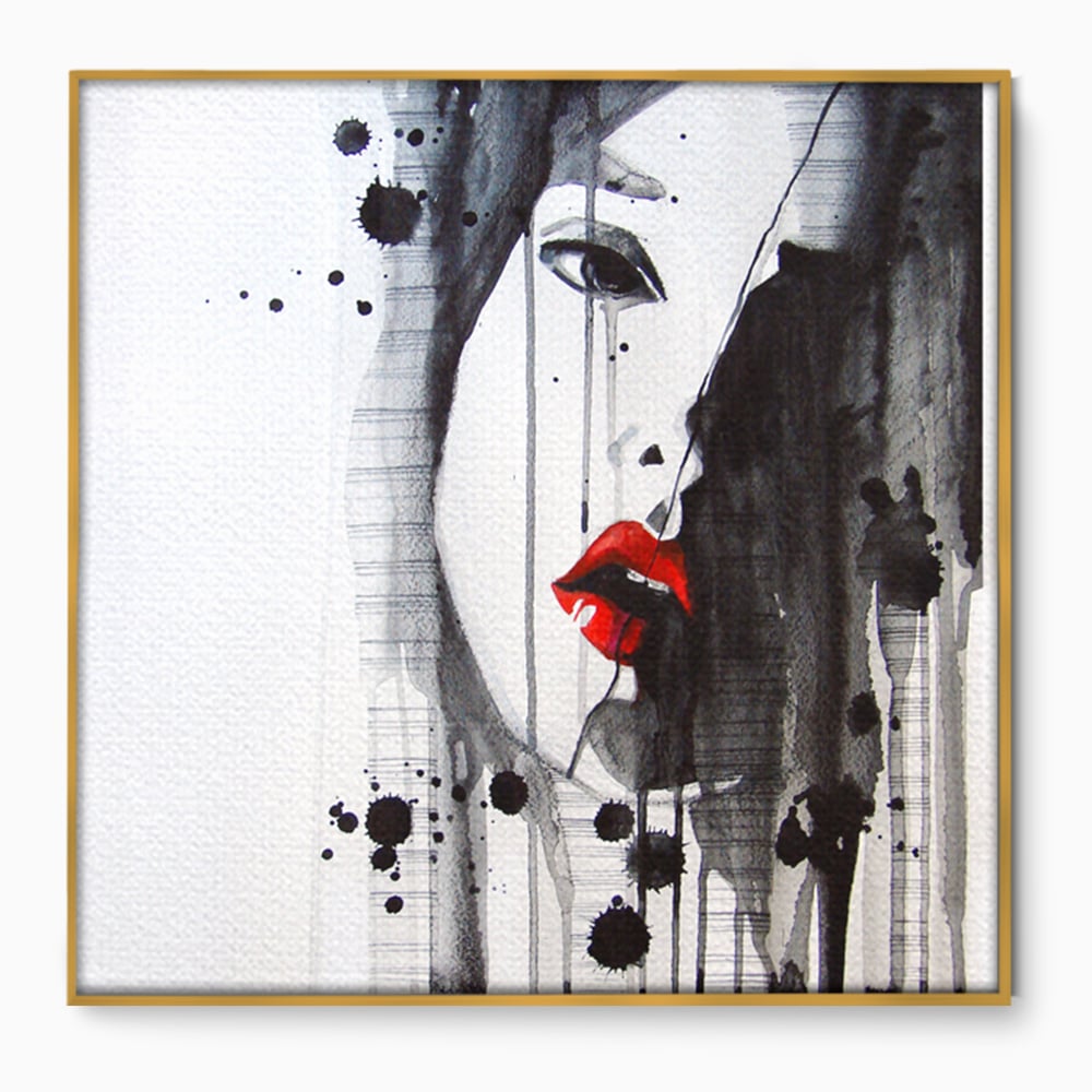 Tablou Canvas Premium LuxCanva® C1054, Girl With Red Lips , Culori, Girl, Red Lips, Living Room, Bedroom, Relaxare, Culori Vibrante