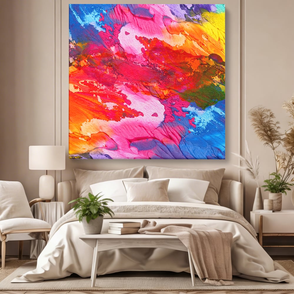 Leinwand Wandkunst Leinwand Premium LuxCanva® C1055, Farben auf Klammer, Farben, abstrakt, Wohnzimmer, Schlafzimmer, entspannend, lebendige Farben