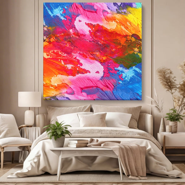 Leinwand Wandkunst Leinwand Premium LuxCanva® C1055, Farben auf Klammer, Farben, abstrakt, Wohnzimmer, Schlafzimmer, entspannend, lebendige Farben