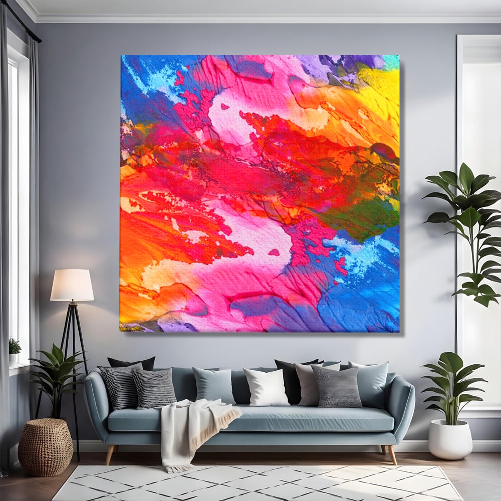 Leinwand Wandkunst Leinwand Premium LuxCanva® C1055, Farben auf Klammer, Farben, abstrakt, Wohnzimmer, Schlafzimmer, entspannend, lebendige Farben