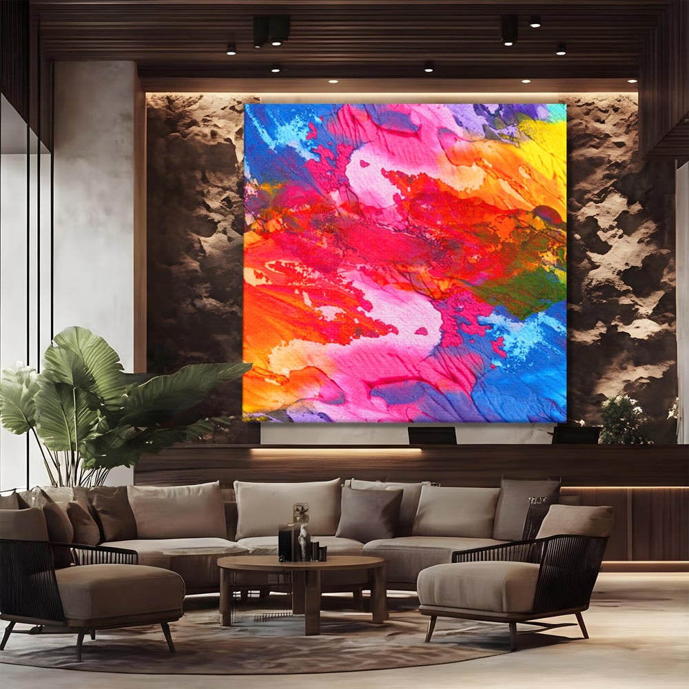 Leinwand Wandkunst Leinwand Premium LuxCanva® C1055, Farben auf Klammer, Farben, abstrakt, Wohnzimmer, Schlafzimmer, entspannend, lebendige Farben