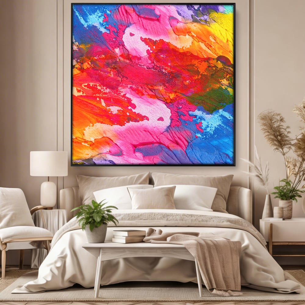 Leinwand Wandkunst Leinwand Premium LuxCanva® C1055, Farben auf Klammer, Farben, abstrakt, Wohnzimmer, Schlafzimmer, entspannend, lebendige Farben