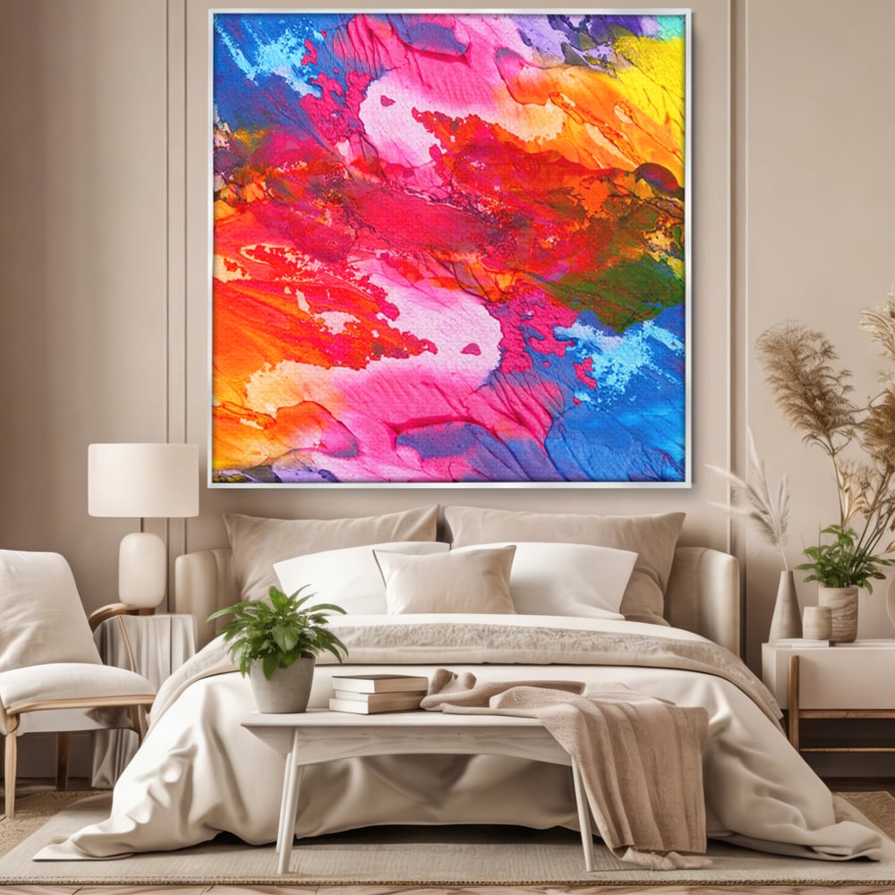 Leinwand Wandkunst Leinwand Premium LuxCanva® C1055, Farben auf Klammer, Farben, abstrakt, Wohnzimmer, Schlafzimmer, entspannend, lebendige Farben
