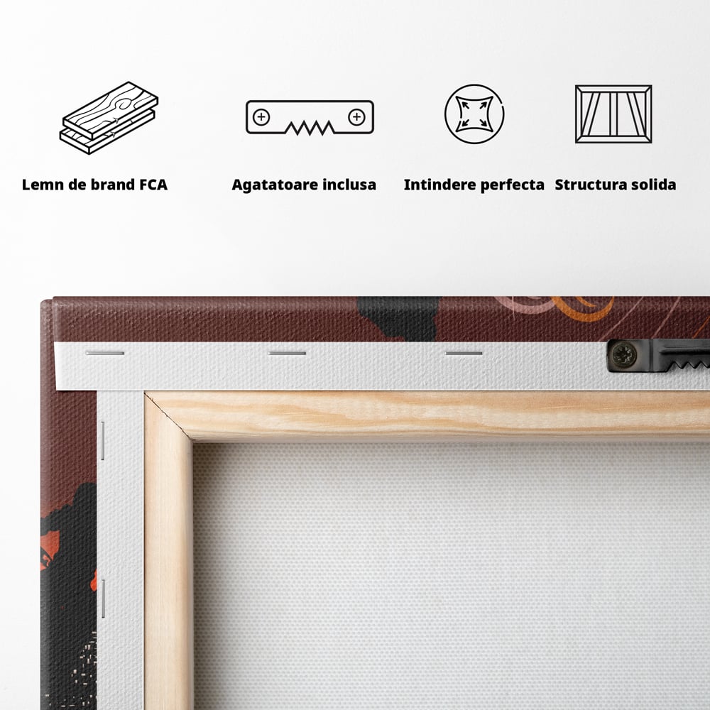 Tablou Canvas Premium LuxCanva® C1056, Riders In The Night , Race, Motorcycle, Camera Copilului, Game Room, Relaxare, Culori Vibrante