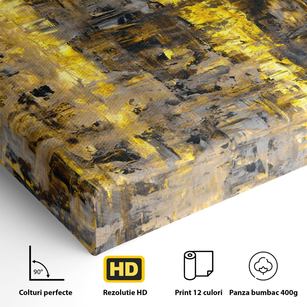 LuxCanva Premium Leinwand Wandkunst® C1058, Gold und Braun Malerei Abstrakt, Gold und Braun Malerei Abstrakt, Esszimmer, Wohnzimmer, entspannend, lebendige Farben