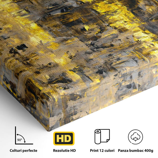 LuxCanva Premium Leinwand Wandkunst® C1058, Gold und Braun Malerei Abstrakt, Gold und Braun Malerei Abstrakt, Esszimmer, Wohnzimmer, entspannend, lebendige Farben