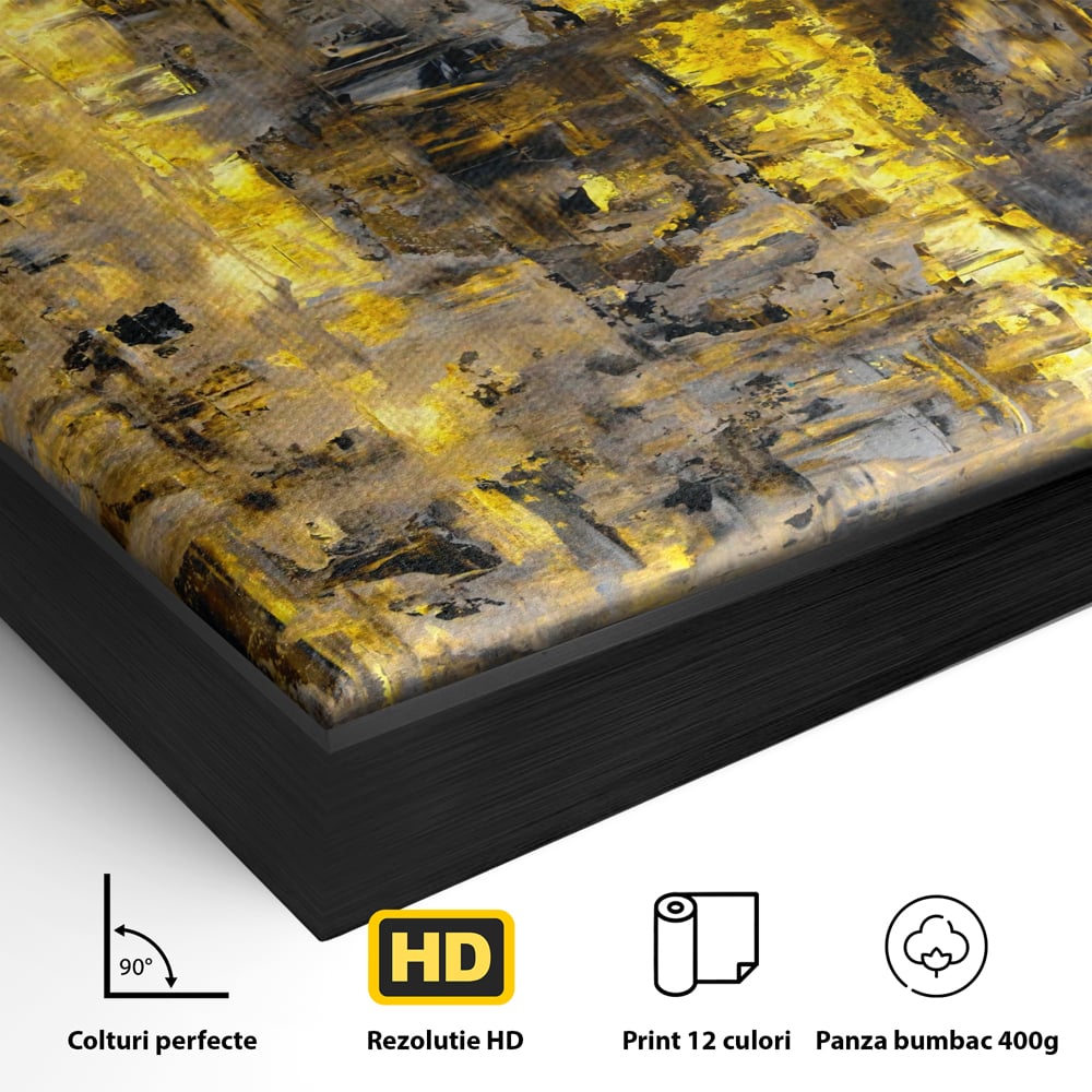 LuxCanva Premium Leinwand Wandkunst® C1058, Gold und Braun Malerei Abstrakt, Gold und Braun Malerei Abstrakt, Esszimmer, Wohnzimmer, entspannend, lebendige Farben