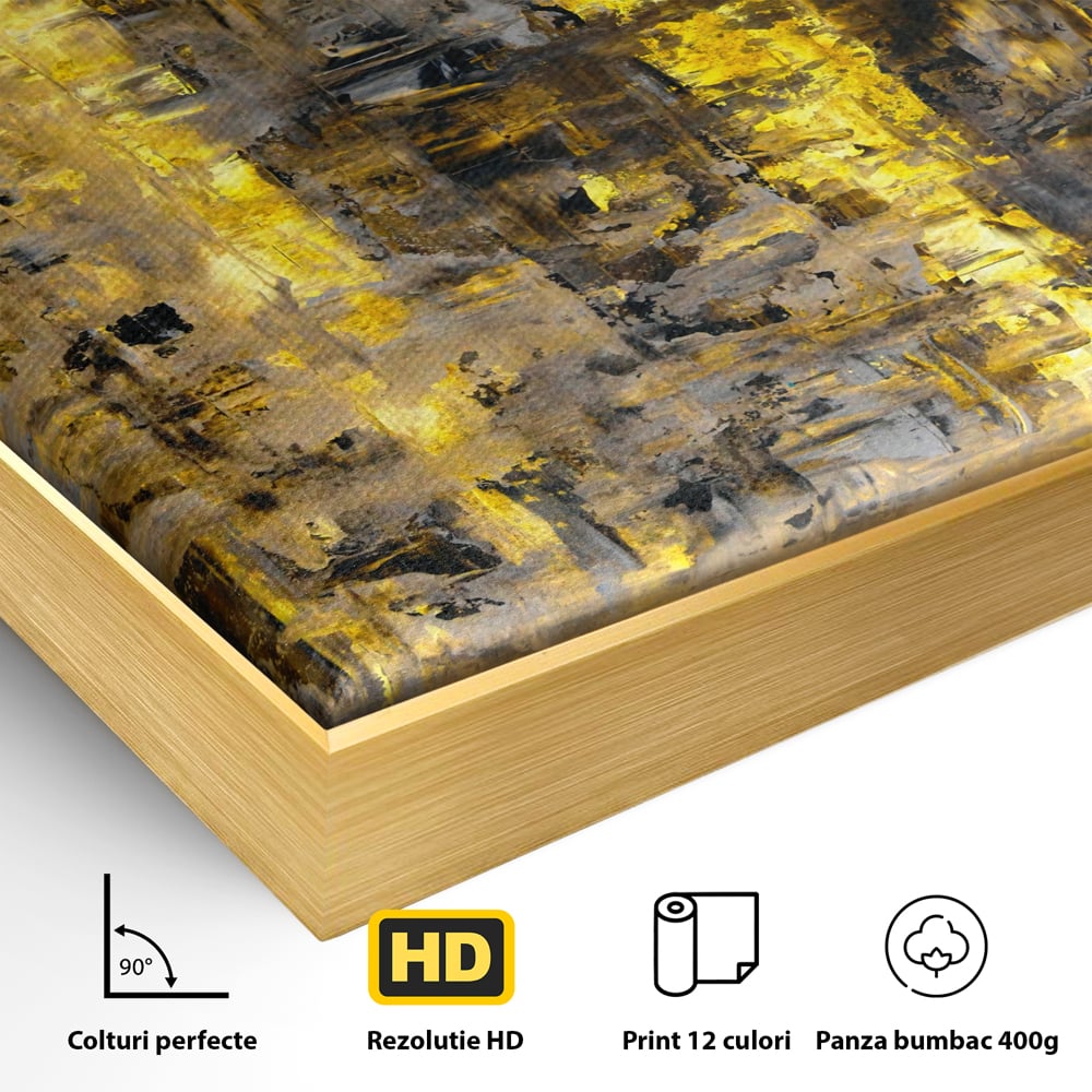 LuxCanva Premium Leinwand Wandkunst® C1058, Gold und Braun Malerei Abstrakt, Gold und Braun Malerei Abstrakt, Esszimmer, Wohnzimmer, entspannend, lebendige Farben