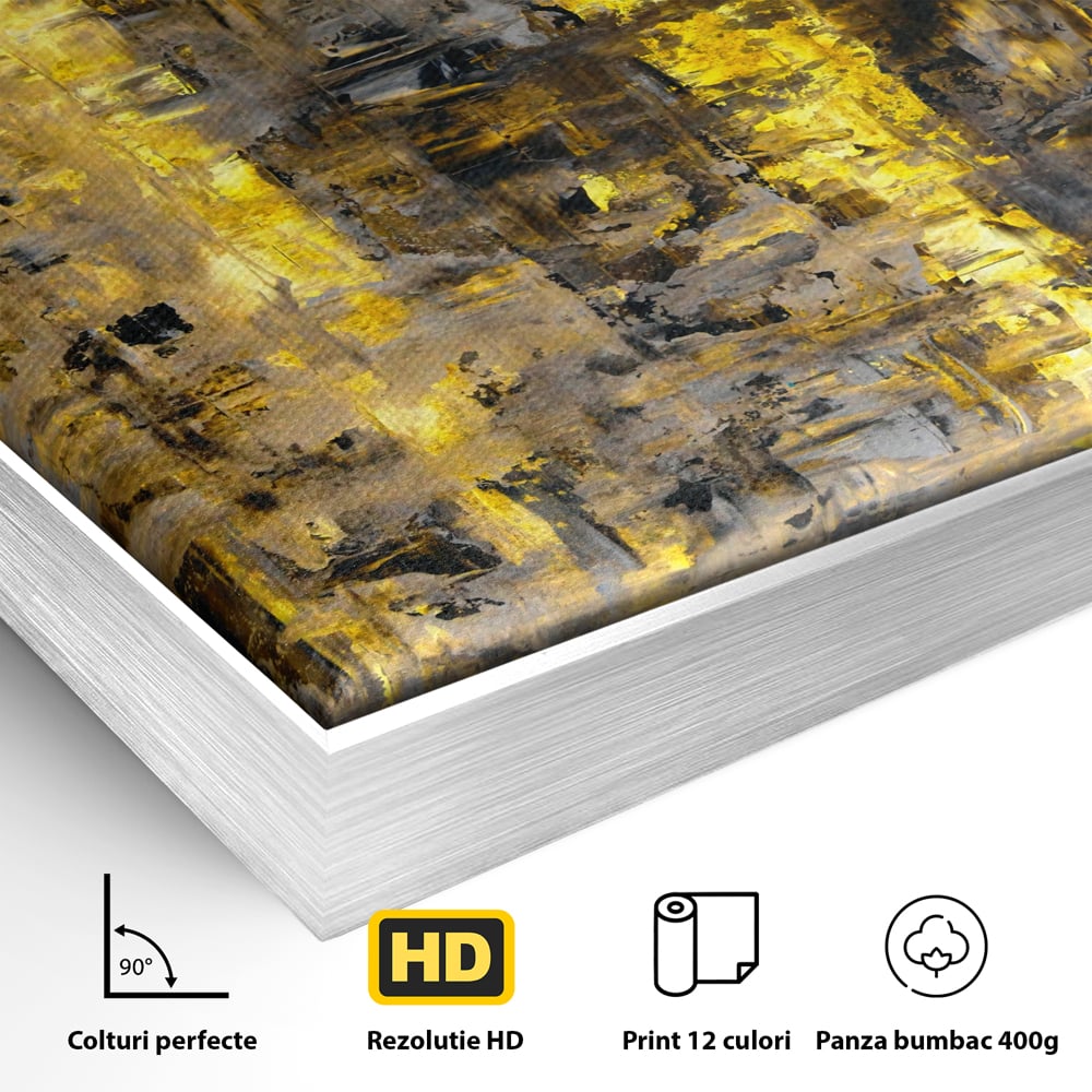 LuxCanva Premium Leinwand Wandkunst® C1058, Gold und Braun Malerei Abstrakt, Gold und Braun Malerei Abstrakt, Esszimmer, Wohnzimmer, entspannend, lebendige Farben