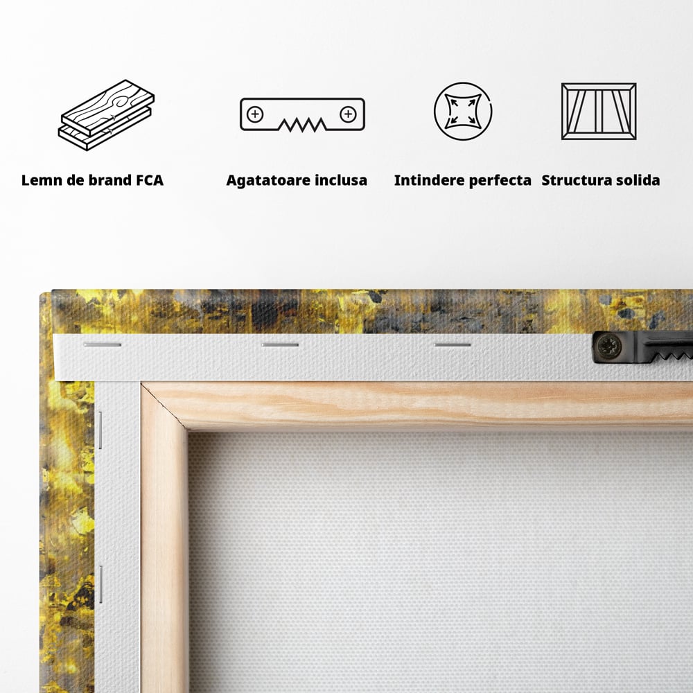 LuxCanva Premium Leinwand Wandkunst® C1058, Gold und Braun Malerei Abstrakt, Gold und Braun Malerei Abstrakt, Esszimmer, Wohnzimmer, entspannend, lebendige Farben
