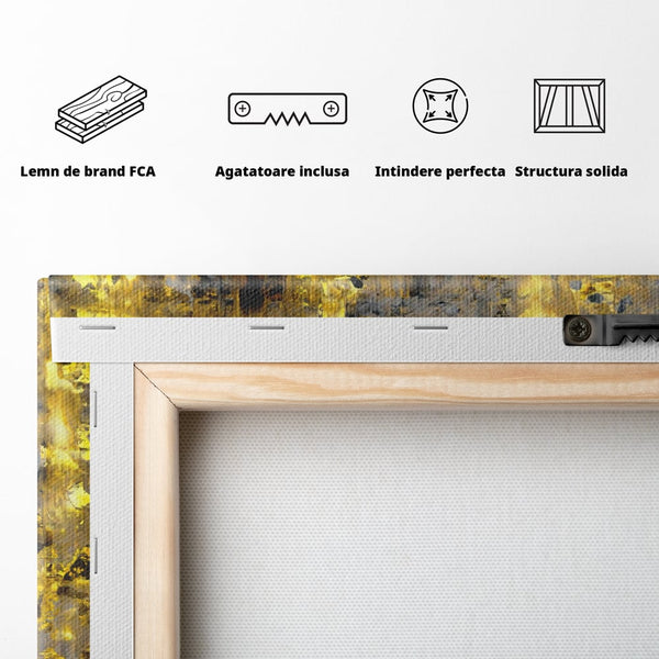 LuxCanva Premium Leinwand Wandkunst® C1058, Gold und Braun Malerei Abstrakt, Gold und Braun Malerei Abstrakt, Esszimmer, Wohnzimmer, entspannend, lebendige Farben