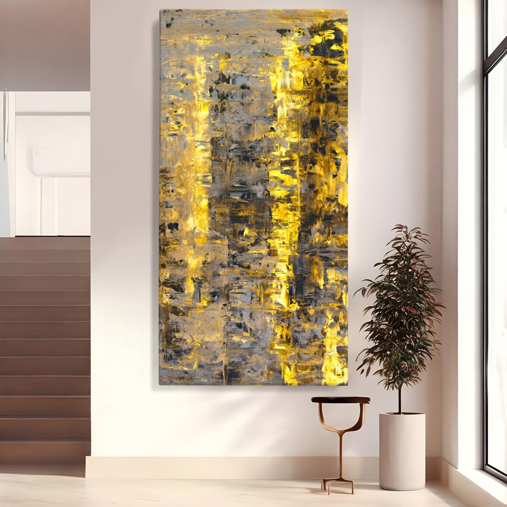 LuxCanva Premium Leinwand Wandkunst® C1058, Gold und Braun Malerei Abstrakt, Gold und Braun Malerei Abstrakt, Esszimmer, Wohnzimmer, entspannend, lebendige Farben