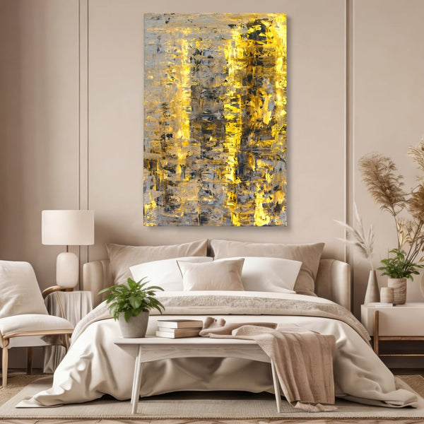 LuxCanva Premium Leinwand Wandkunst® C1058, Gold und Braun Malerei Abstrakt, Gold und Braun Malerei Abstrakt, Esszimmer, Wohnzimmer, entspannend, lebendige Farben