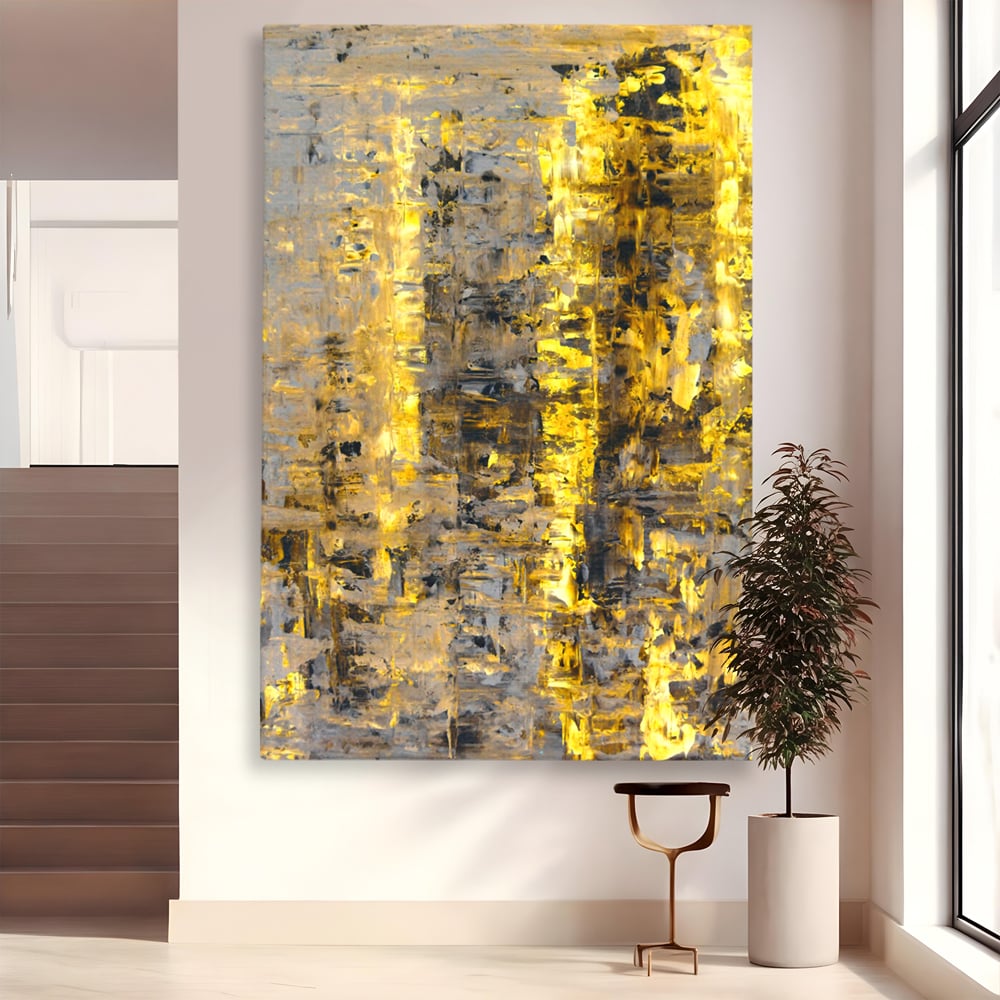 LuxCanva Premium Leinwand Wandkunst® C1058, Gold und Braun Malerei Abstrakt, Gold und Braun Malerei Abstrakt, Esszimmer, Wohnzimmer, entspannend, lebendige Farben