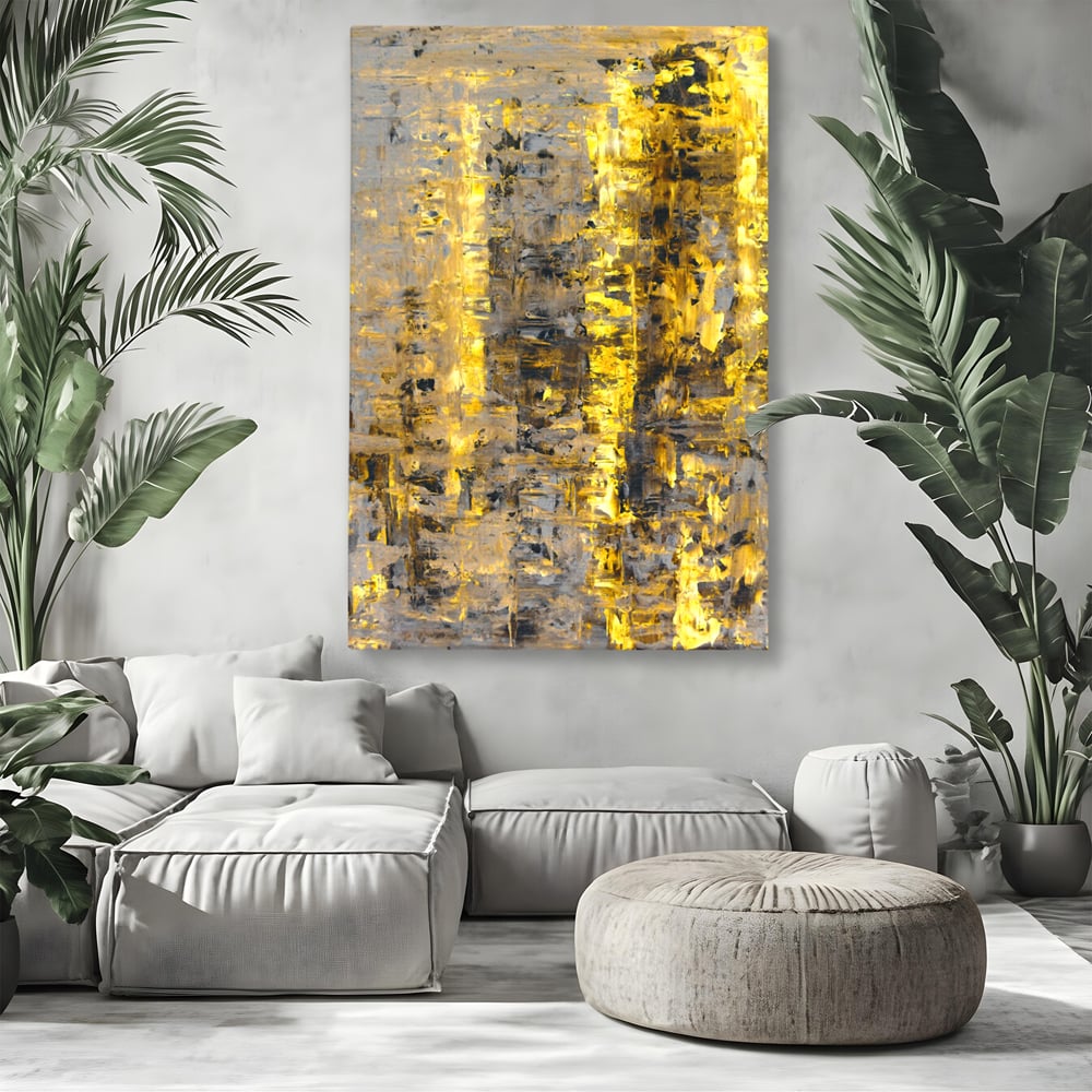 LuxCanva Premium Leinwand Wandkunst® C1058, Gold und Braun Malerei Abstrakt, Gold und Braun Malerei Abstrakt, Esszimmer, Wohnzimmer, entspannend, lebendige Farben