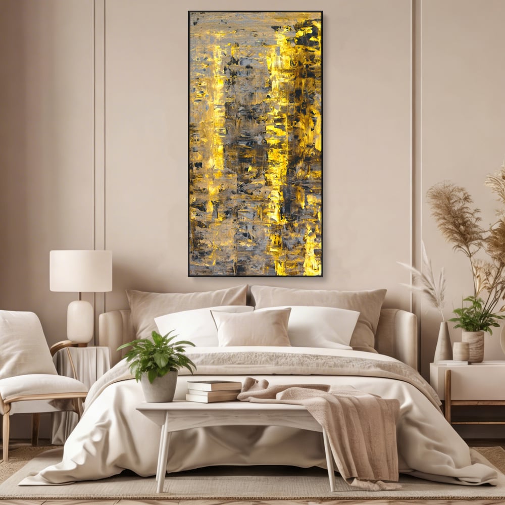 LuxCanva Premium Leinwand Wandkunst® C1058, Gold und Braun Malerei Abstrakt, Gold und Braun Malerei Abstrakt, Esszimmer, Wohnzimmer, entspannend, lebendige Farben