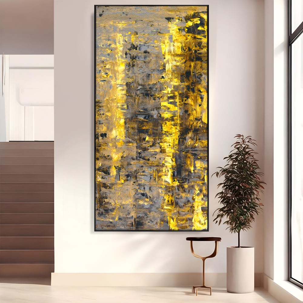 LuxCanva Premium Leinwand Wandkunst® C1058, Gold und Braun Malerei Abstrakt, Gold und Braun Malerei Abstrakt, Esszimmer, Wohnzimmer, entspannend, lebendige Farben