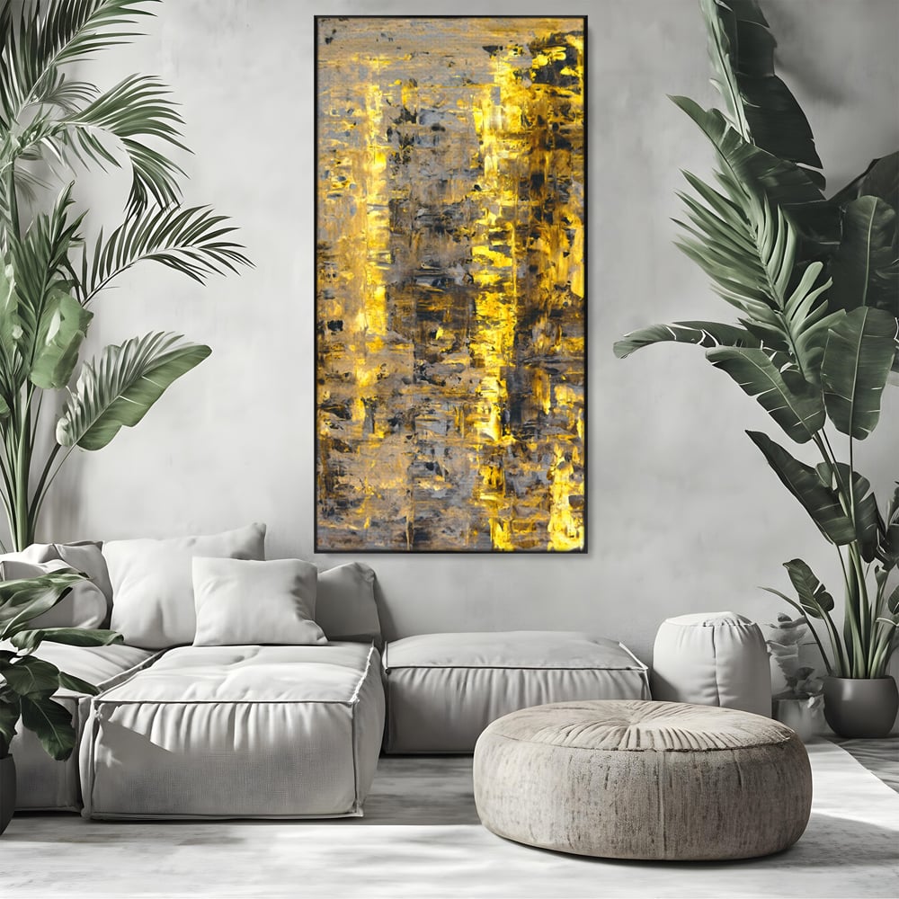 LuxCanva Premium Leinwand Wandkunst® C1058, Gold und Braun Malerei Abstrakt, Gold und Braun Malerei Abstrakt, Esszimmer, Wohnzimmer, entspannend, lebendige Farben