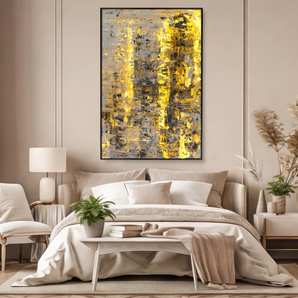 LuxCanva Premium Leinwand Wandkunst® C1058, Gold und Braun Malerei Abstrakt, Gold und Braun Malerei Abstrakt, Esszimmer, Wohnzimmer, entspannend, lebendige Farben