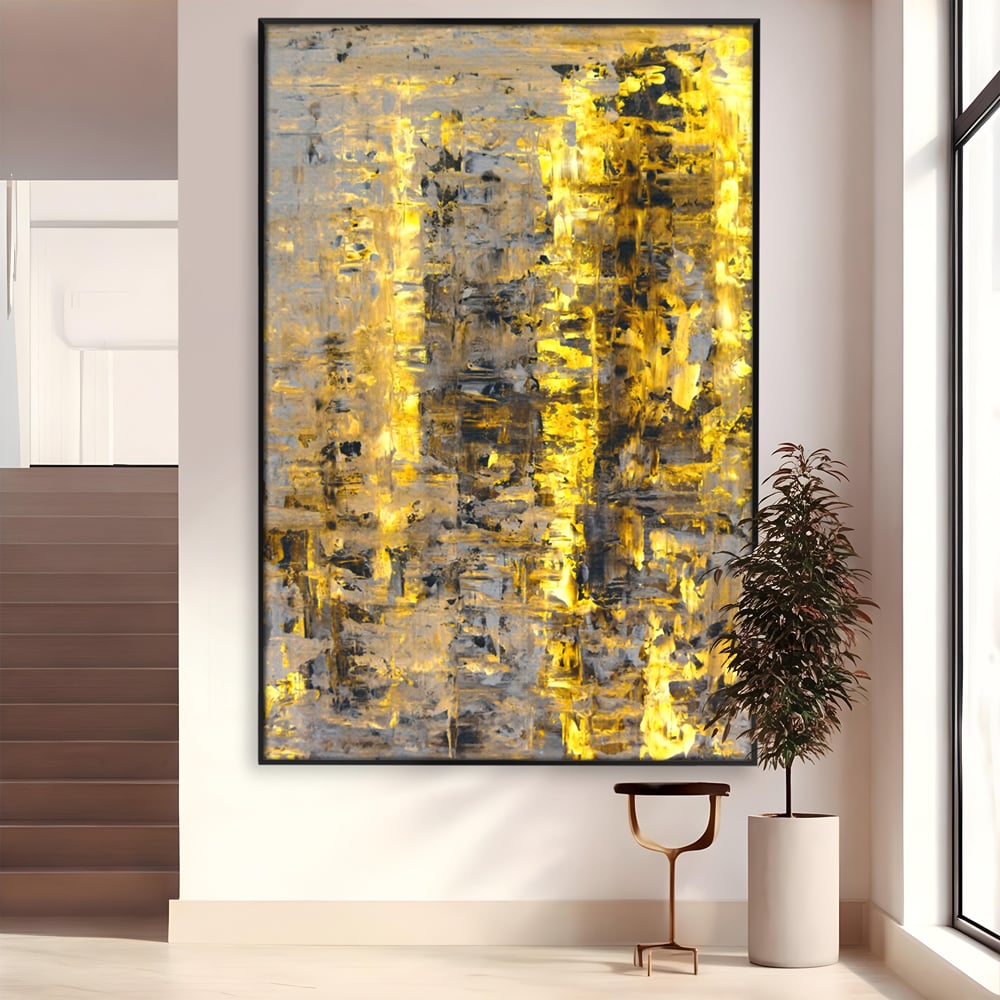 LuxCanva Premium Leinwand Wandkunst® C1058, Gold und Braun Malerei Abstrakt, Gold und Braun Malerei Abstrakt, Esszimmer, Wohnzimmer, entspannend, lebendige Farben