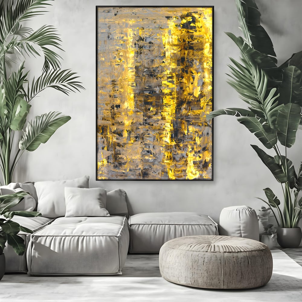 LuxCanva Premium Leinwand Wandkunst® C1058, Gold und Braun Malerei Abstrakt, Gold und Braun Malerei Abstrakt, Esszimmer, Wohnzimmer, entspannend, lebendige Farben