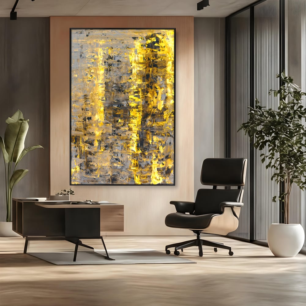 LuxCanva Premium Leinwand Wandkunst® C1058, Gold und Braun Malerei Abstrakt, Gold und Braun Malerei Abstrakt, Esszimmer, Wohnzimmer, entspannend, lebendige Farben