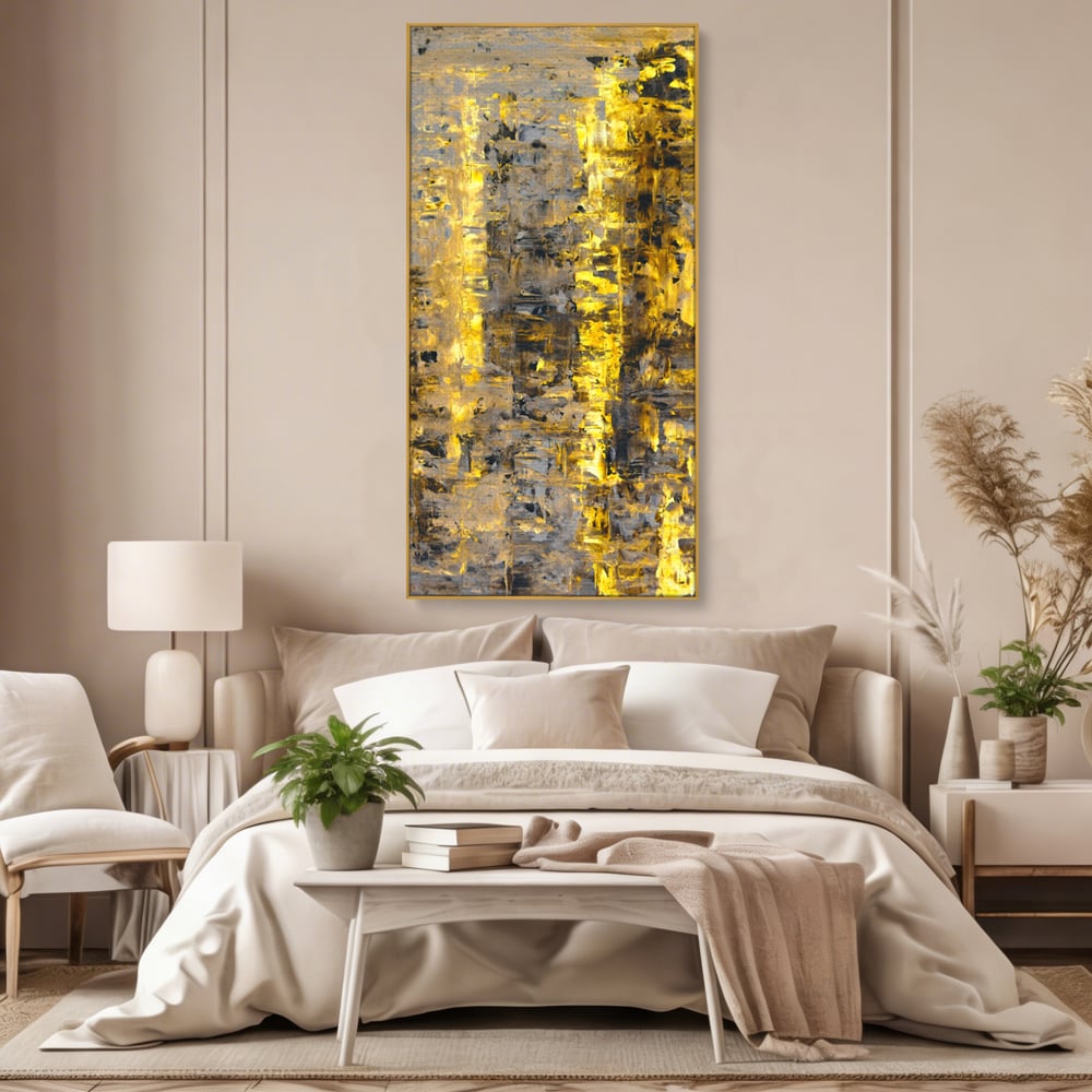 LuxCanva Premium Leinwand Wandkunst® C1058, Gold und Braun Malerei Abstrakt, Gold und Braun Malerei Abstrakt, Esszimmer, Wohnzimmer, entspannend, lebendige Farben